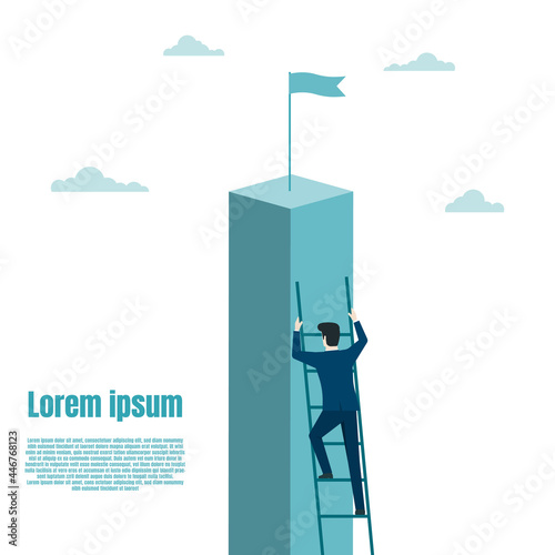 Businessman climb up the staircase on the success
