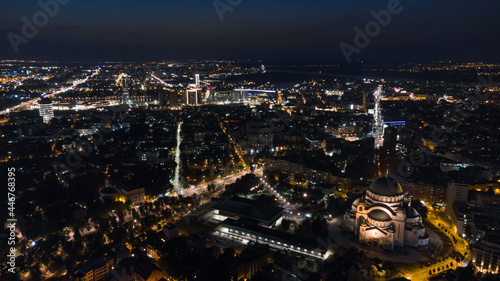 Night panorama of Belgrade city, Serbia.