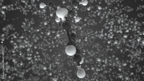 Molecule of benzene, conceptual molecular model. Conceptual looping 3d animation photo