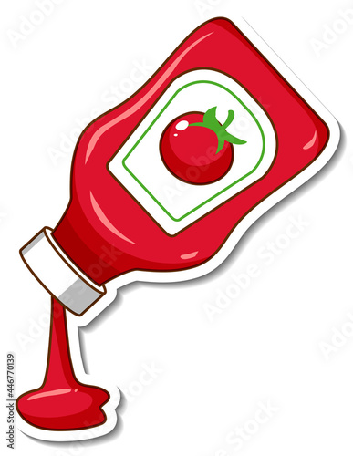 A sticker template with a ketchup bottle