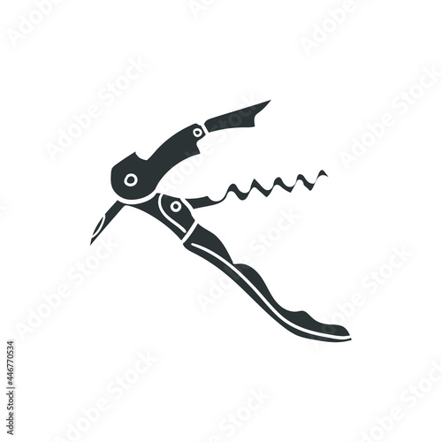 Corkscrew Icon Silhouette Illustration. Tool Bootle Vector Graphic Pictogram Symbol Clip Art. Doodle Sketch Black Sign.