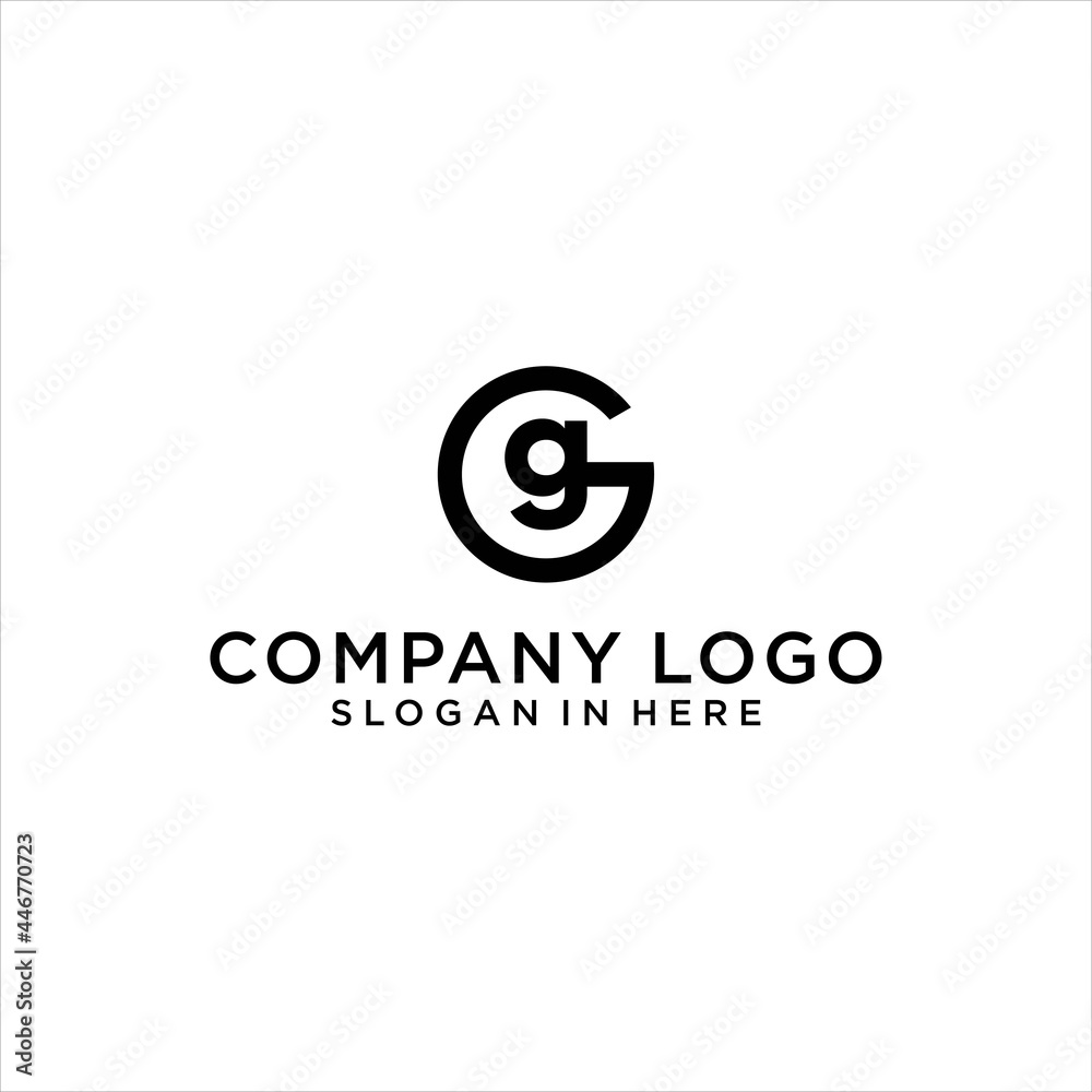 g gg logo design vector with circle shape