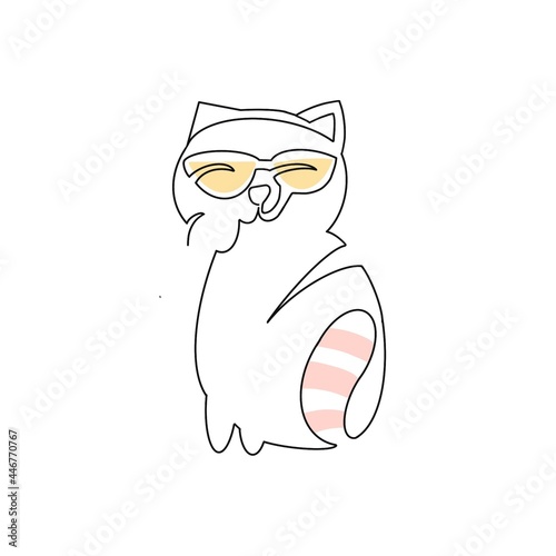 One line cat  isolated on white. Vector illustration for print tshirt, poster, card, kids photo