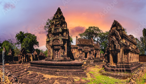 Landscape with Banteay Srei or Lady Temple  Siem Reap  Cambodia
