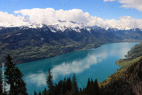 Zauberhafte Schweizer Bergwelt; Blick von Brienz (Planalp) über den Brienzersee im Berner Oberland photo