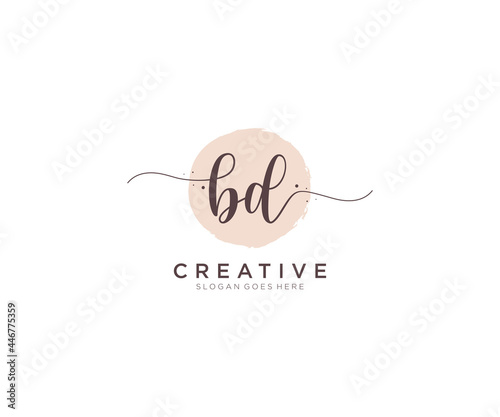 initial BD Feminine logo beauty monogram and elegant logo design, handwriting logo of initial signature, wedding, fashion, floral and botanical with creative template. photo