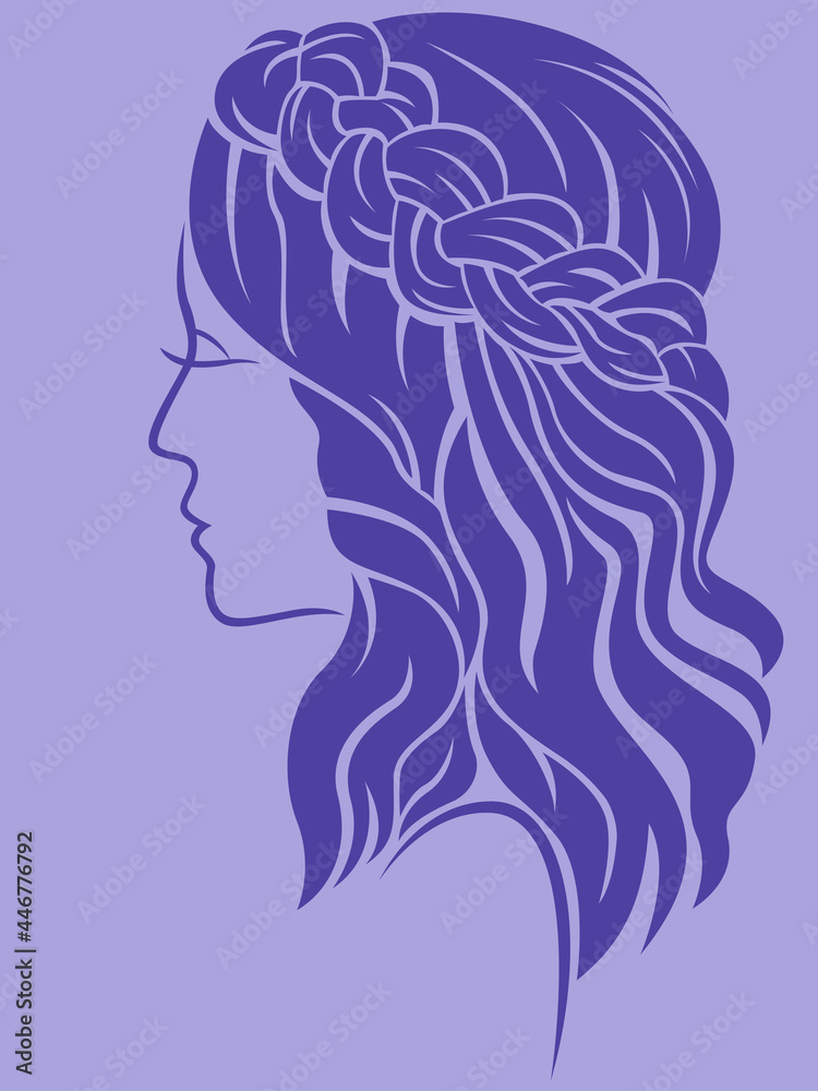 Female with long hair and classic plait Female with long hair and classic plait