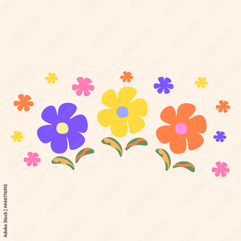 Hippie wallpaper with colorful flowers Hippie wallpaper with colorful flowers
