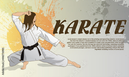 Poster of girls engaged in martial types of karate.