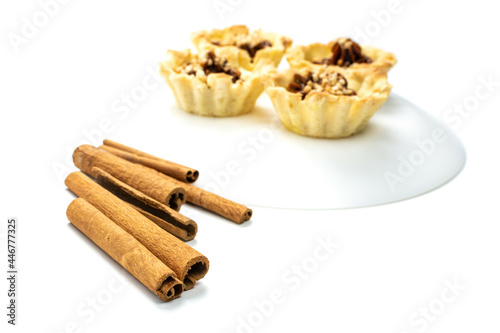fresh pastries with nuts, pastry on a white background