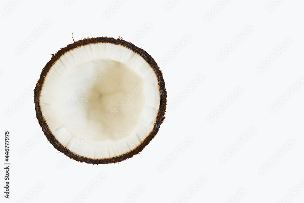 Half of Coconut top view on white background Half of Coconut top view on white background