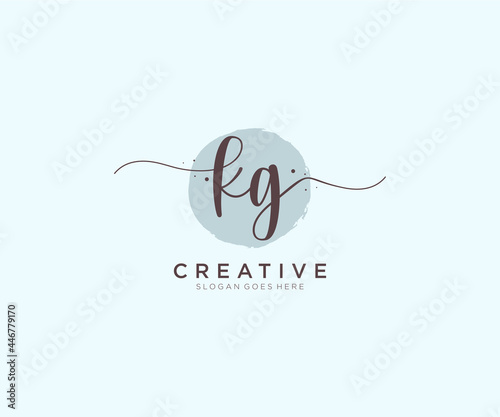 initial KG Feminine logo beauty monogram and elegant logo design, handwriting logo of initial signature, wedding, fashion, floral and botanical with creative template.