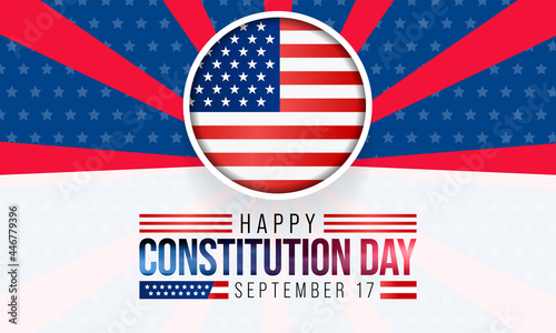 Constitution day of the United States is observed every year on September 17, it is an American federal observance that recognizes the adoption of the U.S Constitution. Vector illustration