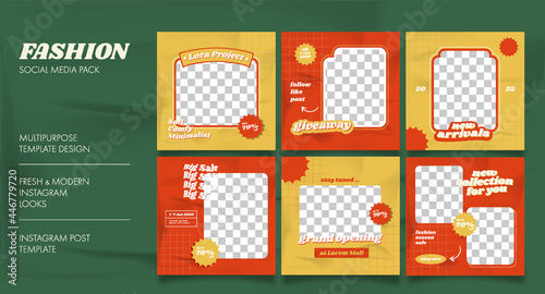 Retro social media feed post template for fashion business 