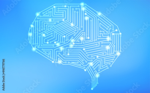 人工知能(AI)をイメージした脳の形をした電子回路
