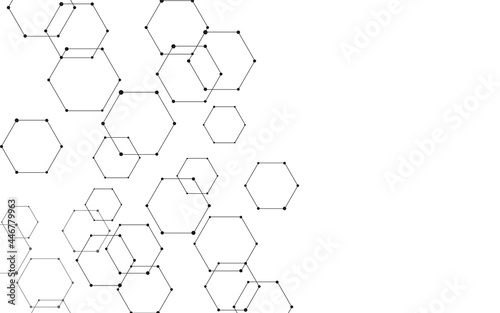 六角形が重なるアブストラクト素材、白黒