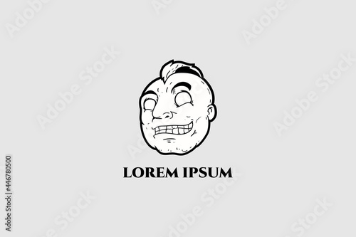 Man with mohawk hairstyle cartoon character vector logo