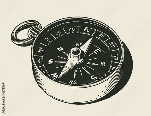 Compass. Navigational device. Show side world, Isolated on background. Eps10 vector illustration.