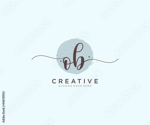 initial OB Feminine logo beauty monogram and elegant logo design, handwriting logo of initial signature, wedding, fashion, floral and botanical with creative template. photo