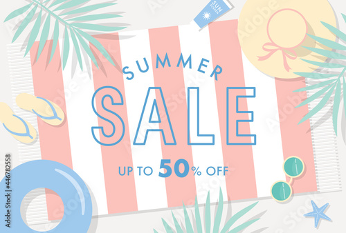 summer vector background with beach illustrations for banners, cards, flyers, social media wallpapers, etc.