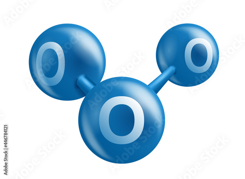 Ozone 3D icon - three molecules of oxygen photo