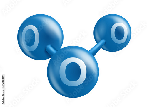 Ozone 3D icon - three molecules of oxygen