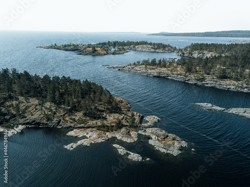 Karelia. Russia. Panorama of the Karelian Islands from a height. Ladoga lake. Panorama of Karelia. Islands in Lake Ladoga. Northern nature of Russia. Republic of Karelia
