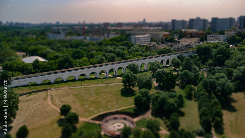 Rostokino Aqueduct in Yauza Park. the city of Moscow