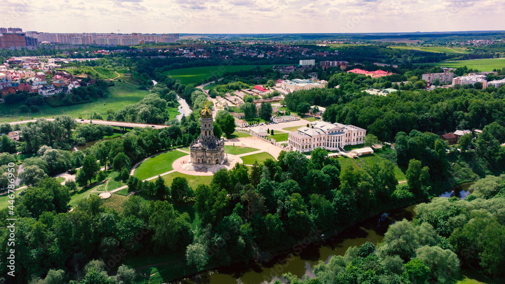 The old Estate of Dubrovitsy. Bird's-eye view. Shooting from a drone