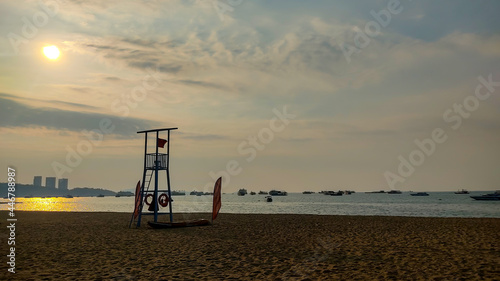 Security point on the beach in the evening sun. © Part-Phat