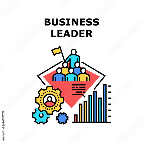 Business Leader Vector Icon Concept. Business Leader Leading Presentation Or Educational Lesson For Employees In Conference Room For Increase Sales And Communication Skill Color Illustration