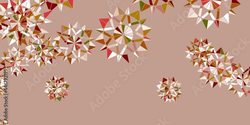 Light green, yellow vector beautiful snowflakes backdrop with flowers.