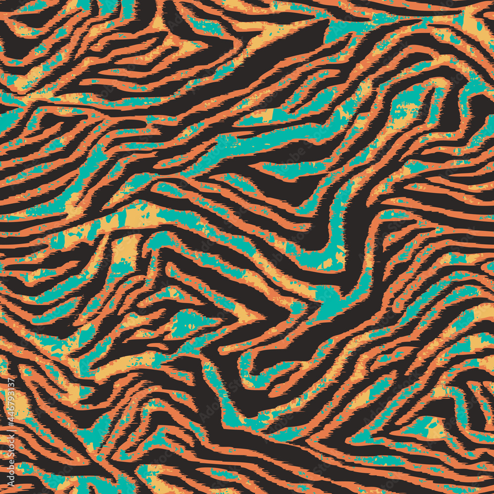 Abstract tiger skin wallpaper  grunge vector seamless pattern