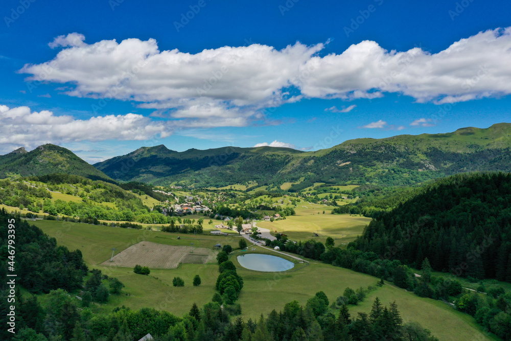 aerial view on the french town of gresse en vercors in the region of rhone alpes