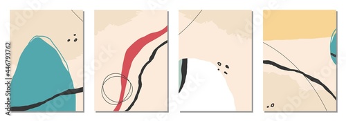 Set of vertical abstract backgrounds or card templates in modern colors, in popular art style