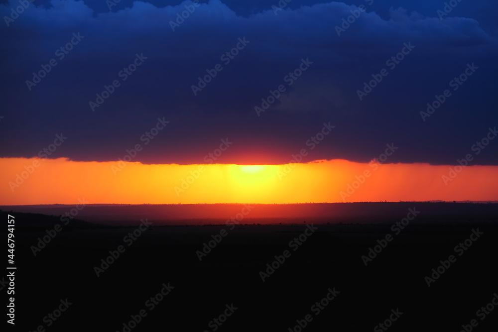 Fiery orange sunset sky . Sky texture, abstract nature background
