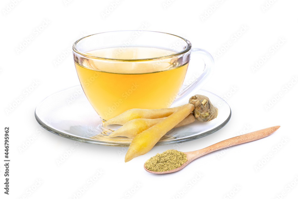 Finger root  tea on white