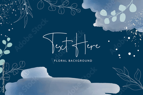 beautiful monoline floral and leaves with bohemian color background