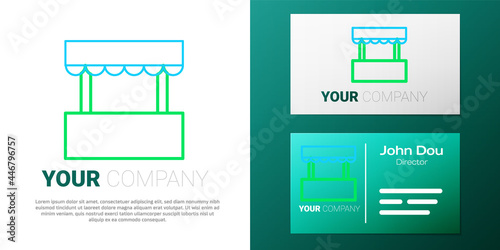 Line Ticket box office icon isolated on white background. Ticket booth for the sale of tickets for attractions and sports. Colorful outline concept. Vector