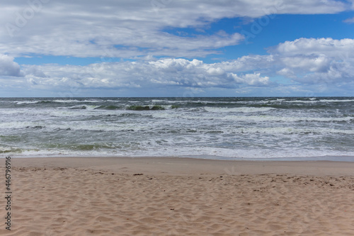 Baltic sea at noon with waves.