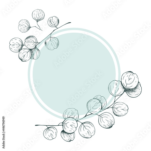 Vector frame with Eucalyptus leaves for presentations  decoration  invitations