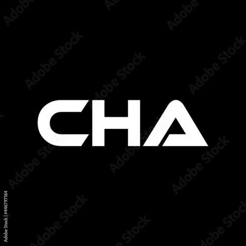 CHA letter logo design with black background in illustrator, vector logo modern alphabet font overlap style. calligraphy designs for logo, Poster, Invitation, etc.
