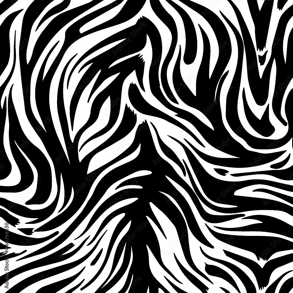 Black & White seamless pattern with tiger stripes