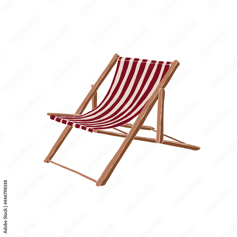 Deck chair. Lounge beach chair illustration. Set of Abstract feminine vector illustrations. Summer trendy simple icons. Instagram post, business advertisement, flyer design.
