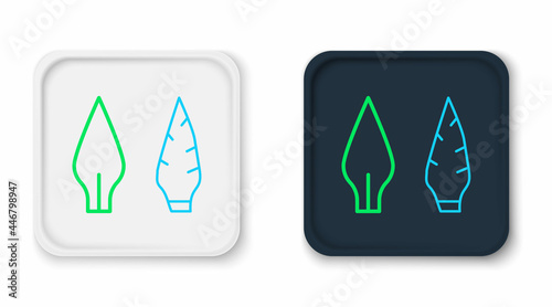 Line Stone age arrow head icon isolated on white background. Medieval weapon. Colorful outline concept. Vector