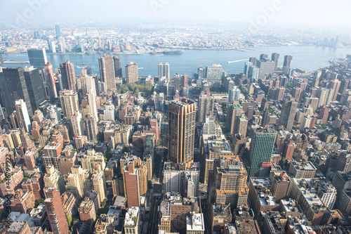 Manhattan skyscrapers buildings Aerial view New York City