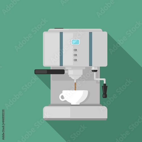 Coffee Maker Flat Color Icon with long shadow Vector illustration