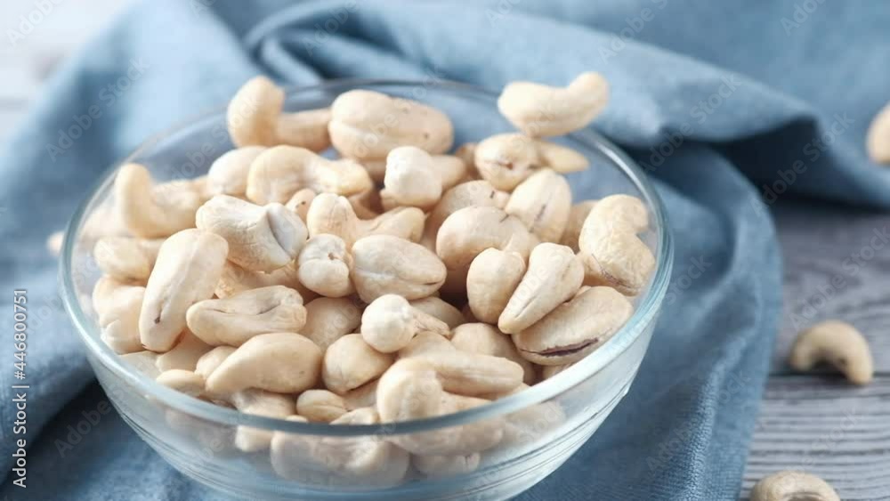 cashew nut and glass of milk on table , flat lay cashew nut and glass of milk on table , flat lay