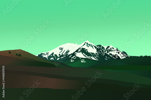 Beautiful Greenery of Snow Mountains