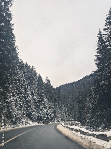 mountain road in winter